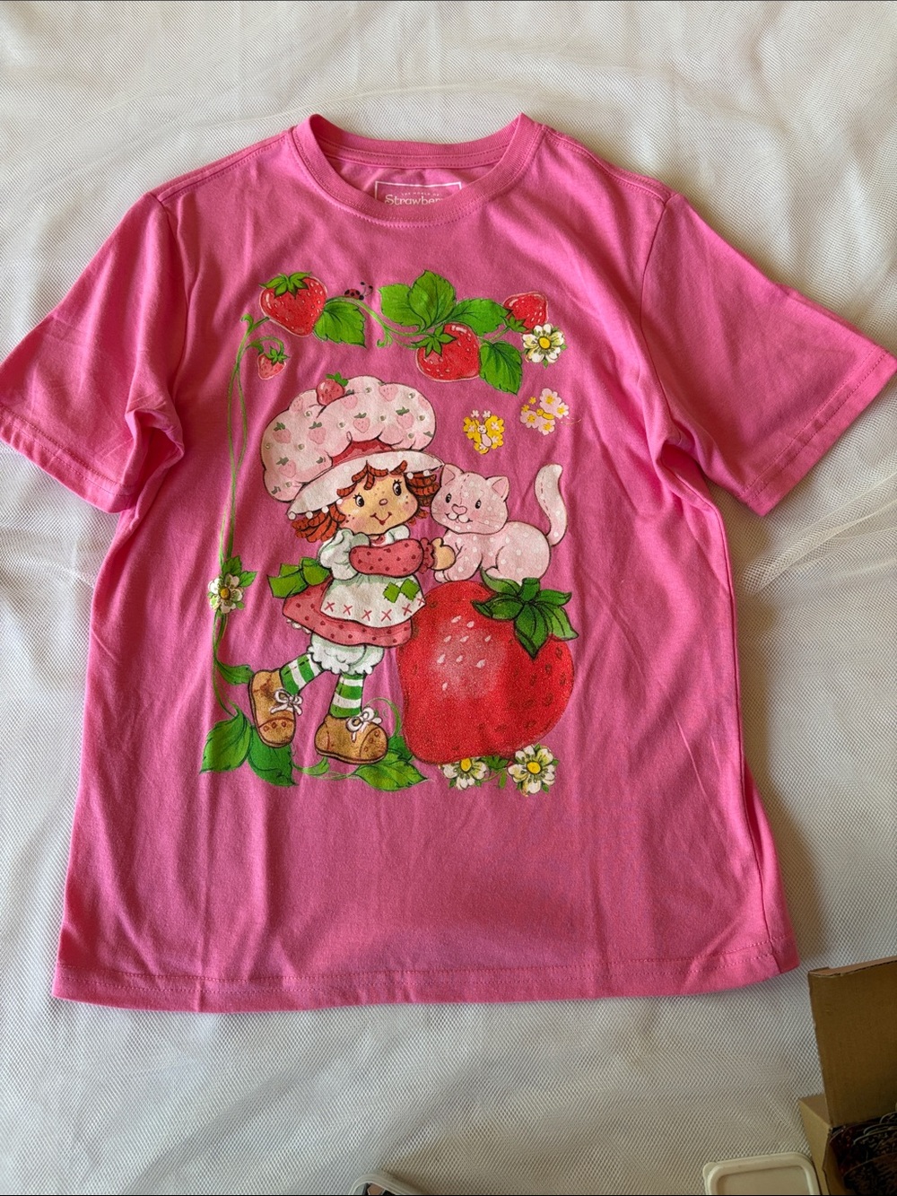 Pink Strawberry Girl Short Sleeve Tee - Kids Size Large